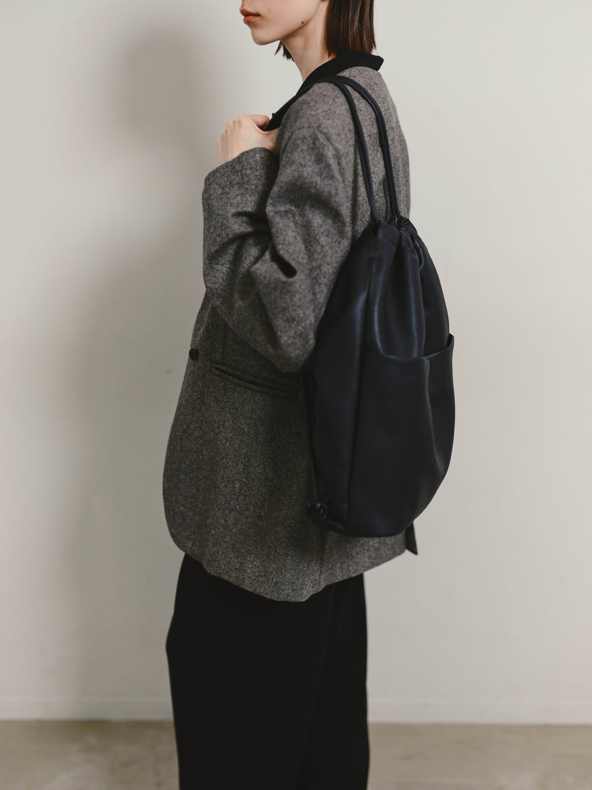 レザー2WAY ドローストリングバックパック/LEATHER 2-WAY DRAWSTRING BACKPACK