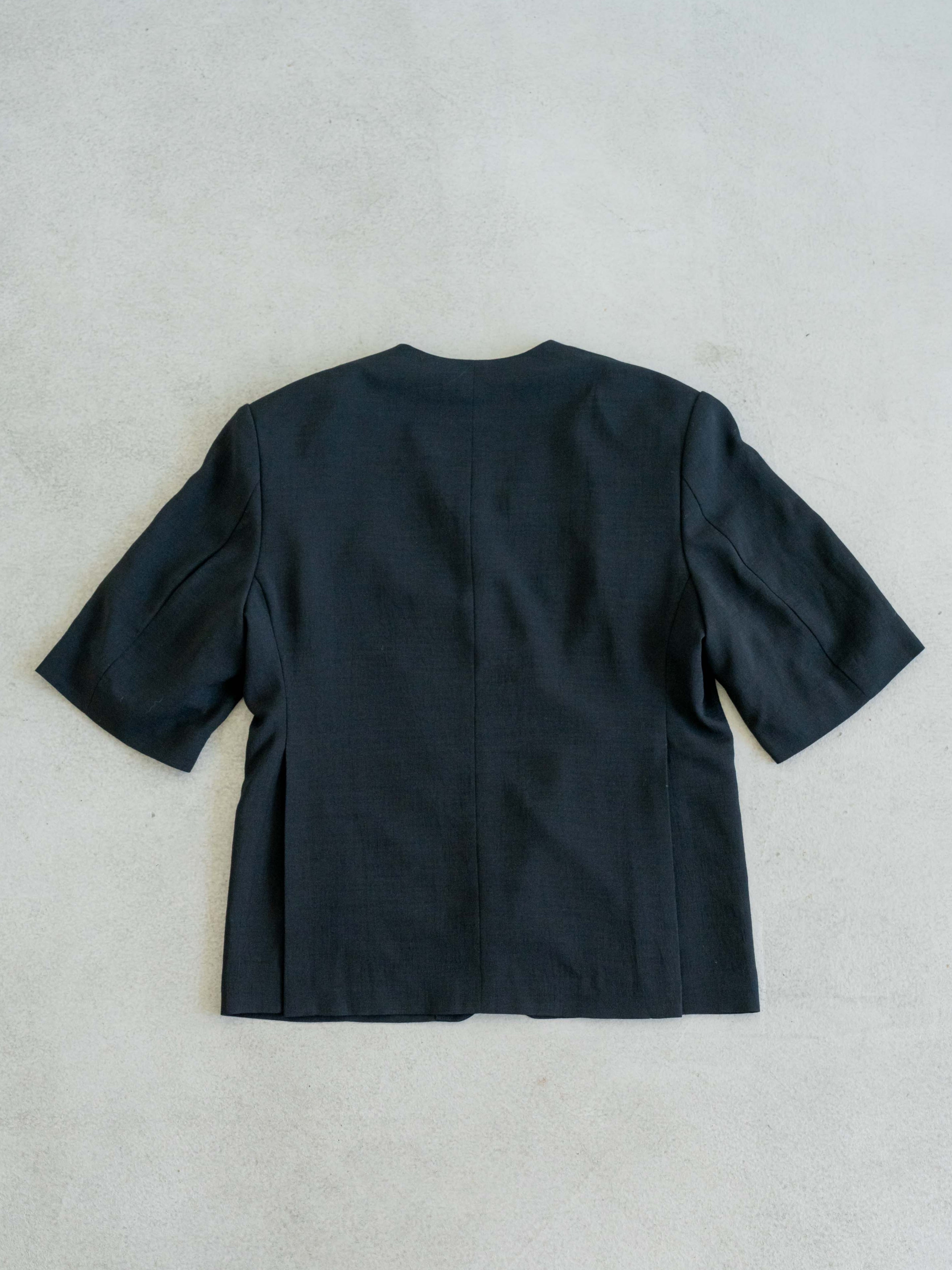 リネンタッチハーフスリーブジャケット(BLACK) 𝖫𝗂𝗇𝖾𝗇-𝖳𝗈𝗎𝖼𝗁