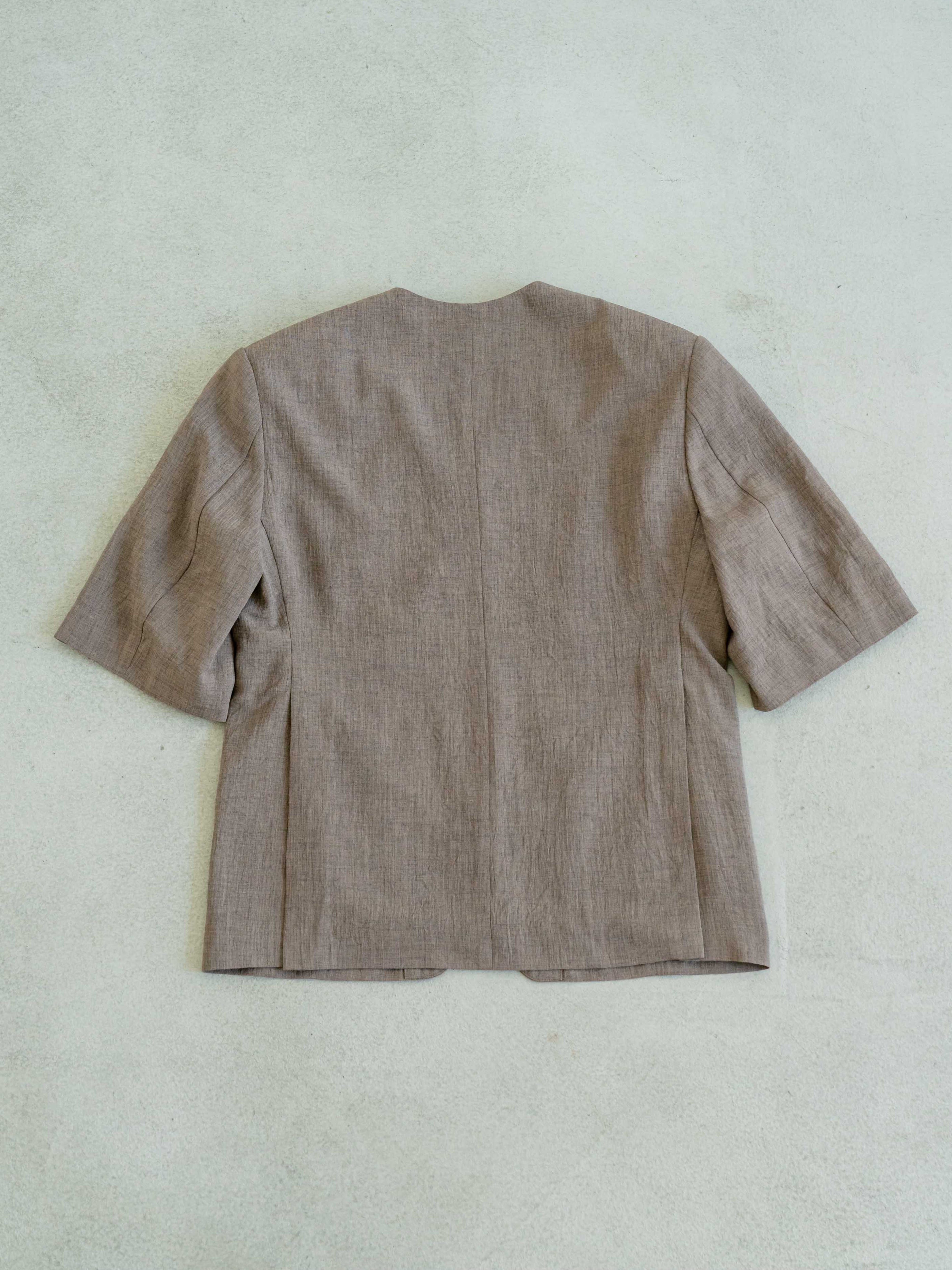 リネンタッチハーフスリーブジャケット　　　　　　　　　　　　　　　　　　　　　　　　　　　 𝖫𝗂𝗇𝖾𝗇-𝖳𝗈𝗎𝖼𝗁 𝖧𝖺𝗅𝖿 𝖲𝗅𝖾𝖾𝗏𝖾 𝖩𝖺𝖼𝗄𝖾𝗍